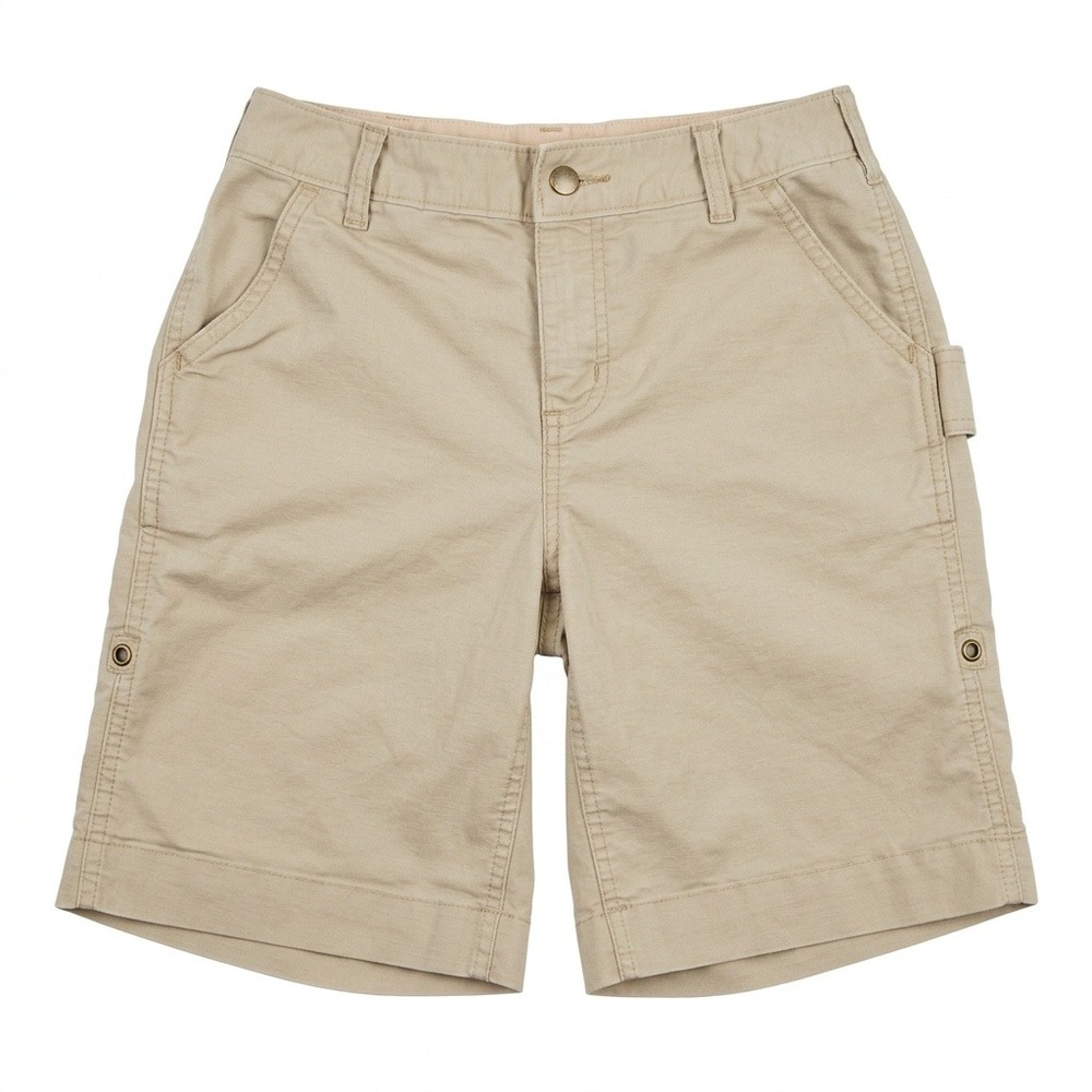 Carhartt Womens Smithville Shorts Size 4 Tan Canvas Original Fit Roll Tab 103040